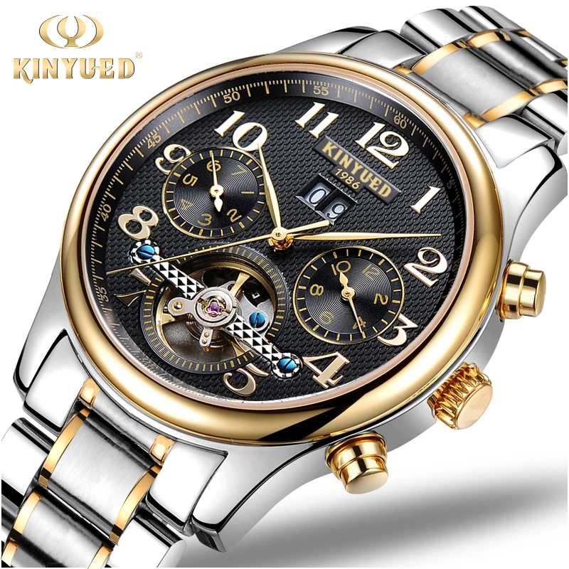 Prix pour Kinyued Tourbillon Montre Mécanique Mens Squelette Or Calendrier Automatique Montre Hommes En Acier Inoxydable Étanche Mecanique Relogio Prix pour Kinyued Tourbillon Montre Mécanique Mens Squelette Or Calendrier Automatique Montre Hommes En Acier Inoxydable Étanche Mecanique Relogio