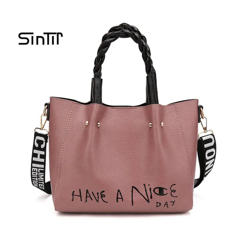 Wide Strap Shoulder Bag Women Luxury Handbags Large Tote Bag Messenger Ladies Artificial Leather ...