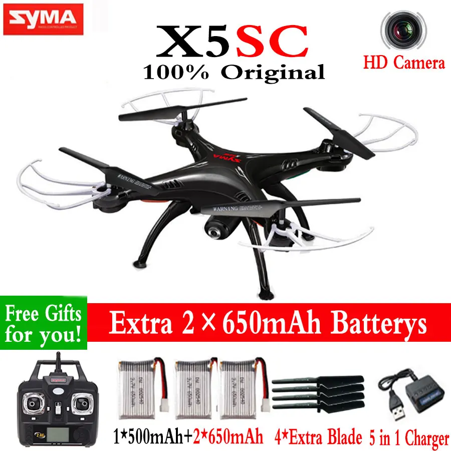  100% Original SYMA X5SC 2.4G 4CH 6-Axis RC Helicopter Drone With 2MP HD Camera Professional aerial Quadcopter Dron Toys  