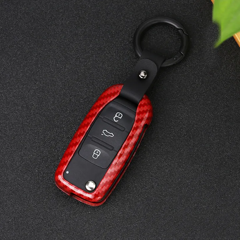 Классический цинковый сплав чехол для ключей автомобиля для VW Golf Bora Jetta POLO GOLF Passat для Skoda Octavia A5 автомобильный брелок - Название цвета: A carbon red