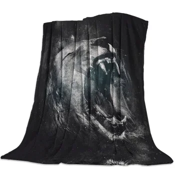 

Roaring Lion In The Dark Throw Blanket Soft Warm Microfiber Blanket