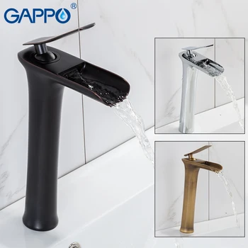 GAPPO Basin Faucets brass tall waterfall bathroom faucet water taps waterfall basin sink faucet taps armatur gappo basin faucets black tall bathroom faucet water taps basin sink faucet taps mixers black faucet deck mounted