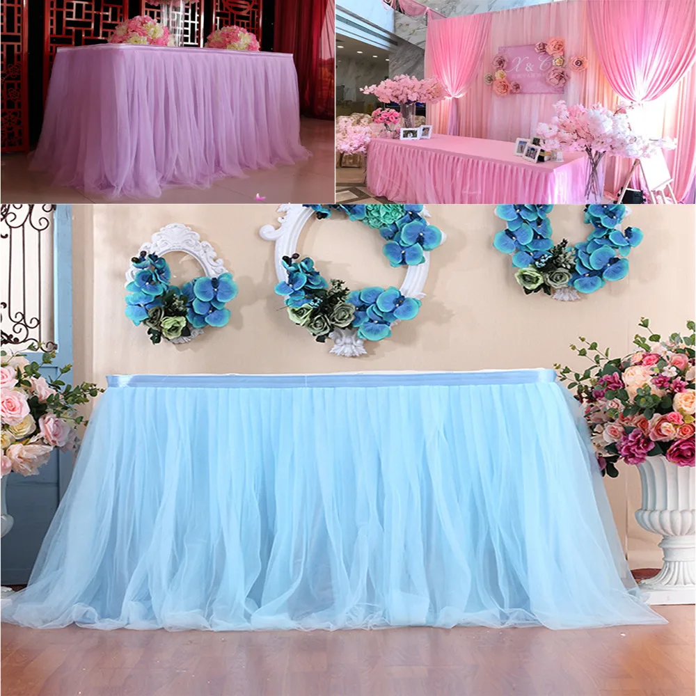 

Table Skirt Cover Birthday Wedding Festive Party Decor Table Cloth jupe de table mariage mesa dulce decoracion