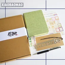 Практическая канцелярские Подарочная коробка с Тетрадь шариковая ручка Васи Клейкие ленты Закладки Стикеры милый корейский хлопок крышка Тетрадь