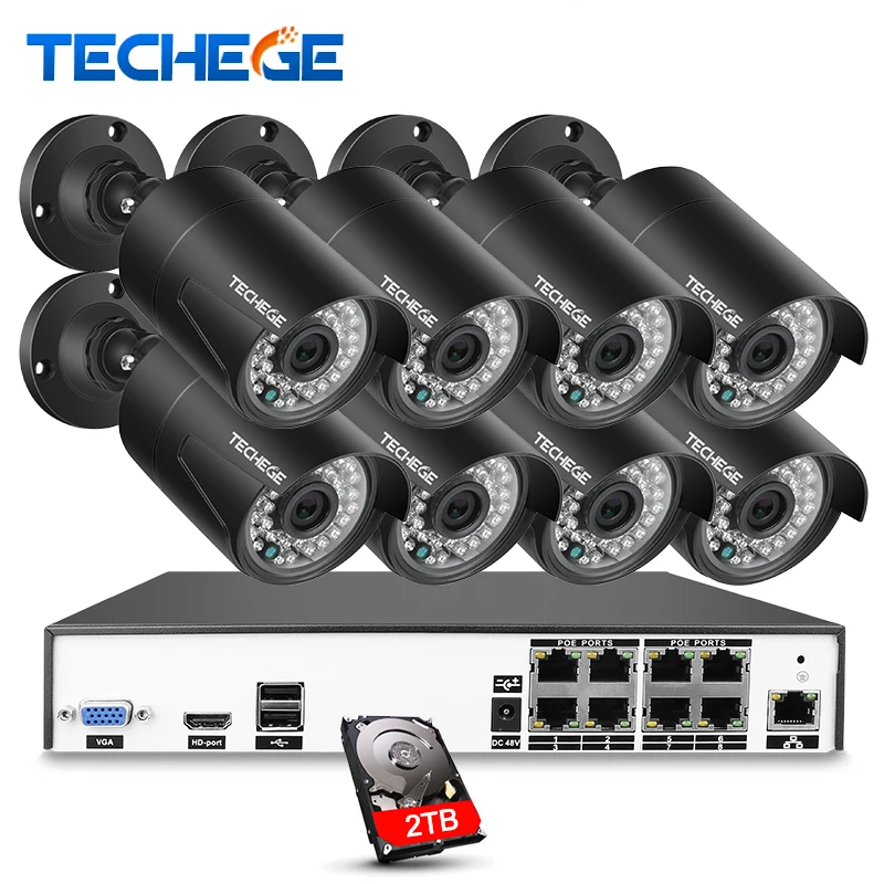 

8CH CCTV Surveillance Kit 4MP Security Camera System 8CH NVR H.265 Max 4K Output Video Output 8pcs 4MP IP Camera Motion Detect