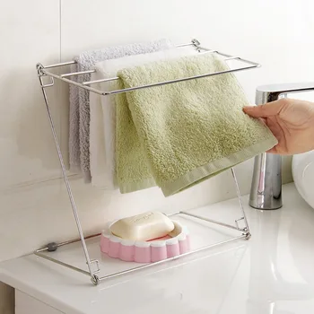 

Kitchen Cleaning Cloth Drying Racks Holders Stainless Steel Towels Cloth Desktop Foldable Towel Shelves High Quality