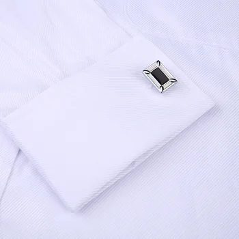 Men French Cufflinks Shirt Long Sleeve Casual Slim Fit 4