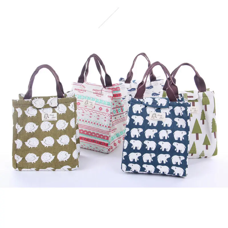 2018 Portable Canvas Waterproof Picnic Bag Insulation Package For Women Men Kids Lunch Food Storage Box Thermal Bag Cute Animal (42)