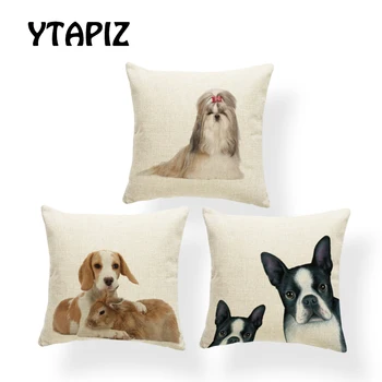 

Cute Cute Pet Dog Pillows 45X45cm Polyester Labrador Jingba Shih Tzu Zhafa Schnauzer Lying Cat Hat Decoration Sofa Cushion Case