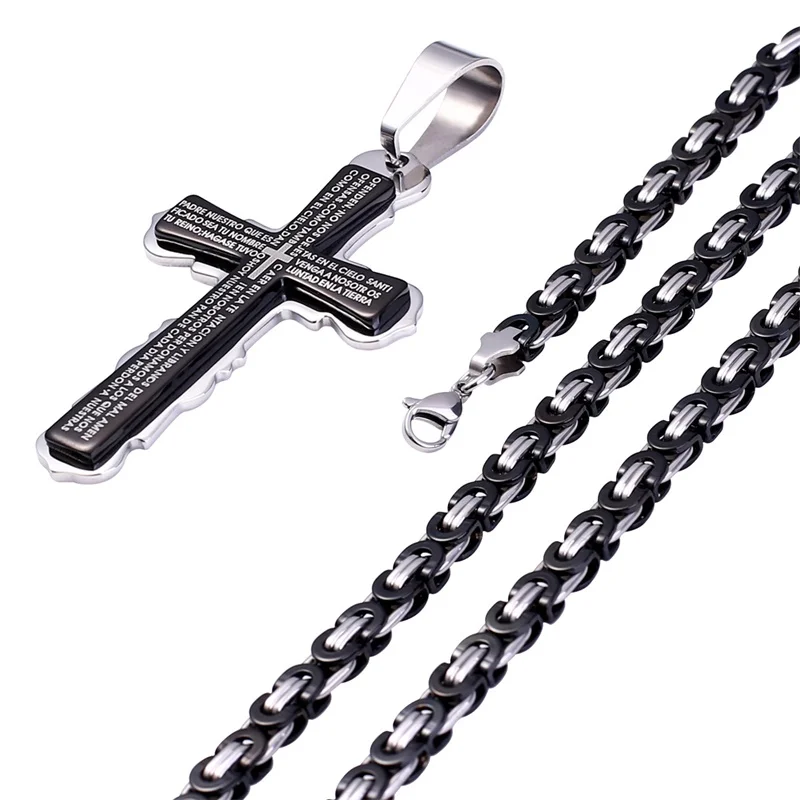 Крест Иисуса Христа, ожерелье s для мужчин, нержавеющая сталь, древняя Византийская цепь, Рождественская Библейская подвеска, мужские ювелирные изделия