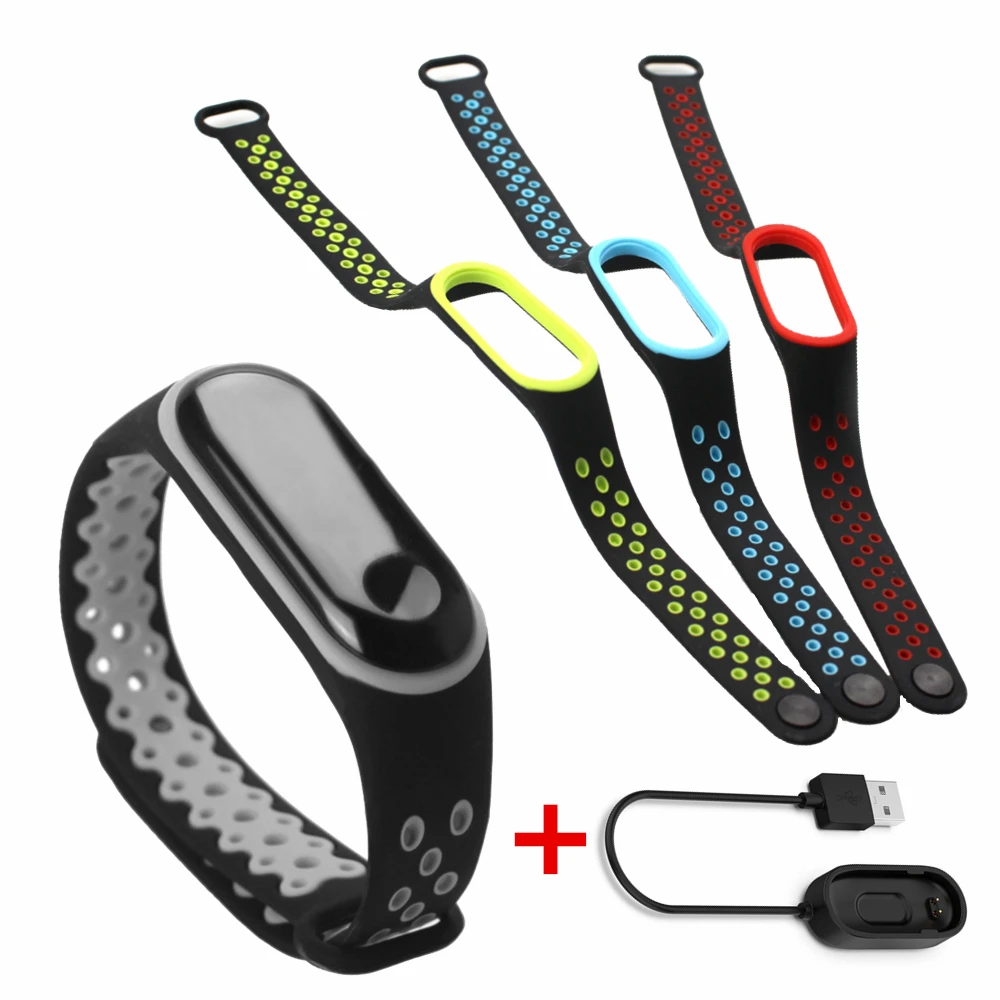 Для mi Band 3/mi 4 ремешок спортивный браслет для Xiaomi зарядное устройство силиконовый