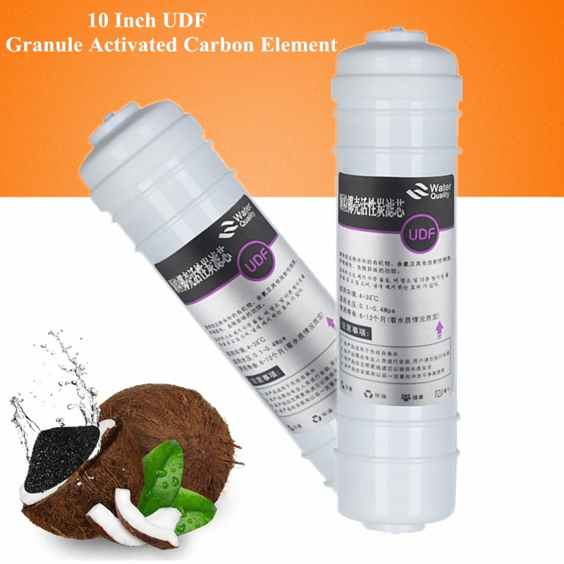 

Household Water Filter Intergrated 10 Inch UDF Granule Activated Carbon Element 1/4" Quick Connect