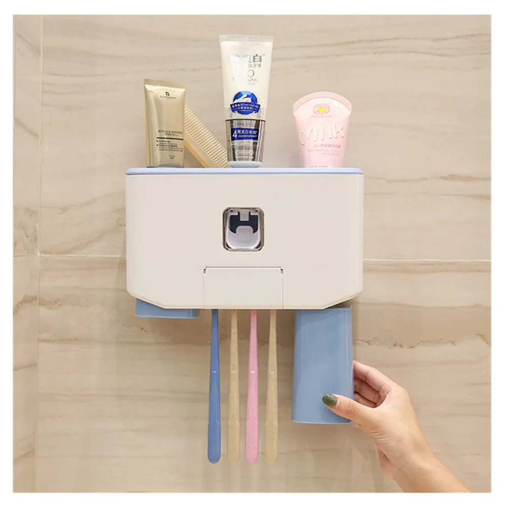 

2019 Washing toothbrush holder storage rack Toothpaste Dispenser Toothbrush Holder Suction Cup Set Bathroom Accessories 4.18