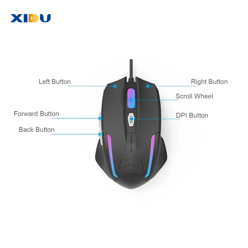 XIDU мышь USB 3 0 Проводная игровая Регулируемая оптическая компьютерная для