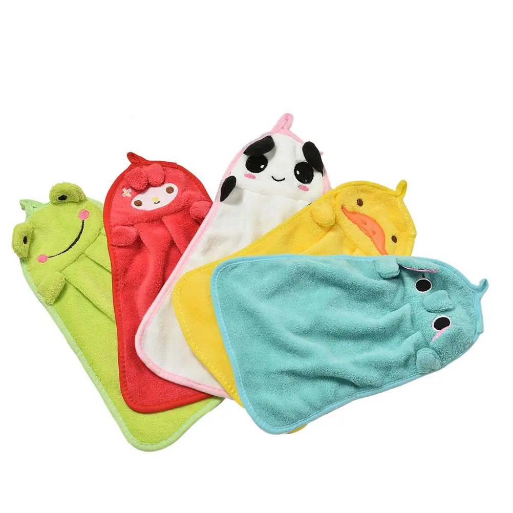 

1PC Animal Hanging Wipe Bathing Towel Children Nursery Hand Towel Cartoon Duck Frog Panda Animal Kitchen Bath Hanging Wipe Towel