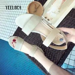 YEELOCA sandalias mujer 2019 Летняя обувь женские сандалии на платформе плоские пляжные сандалии с эластичным ремешком натуральная кожа женские