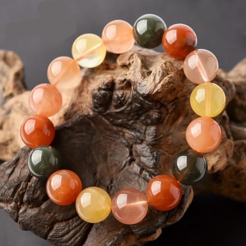 

Bracelet One Thing One Figure Large Grain Red Rabbit Hair Crystal Green Hair Agate Single Circle Hand String Female