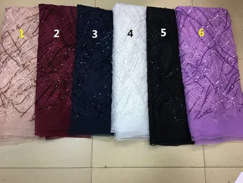 

Fast Delivery flower Embroidered African lace fabric with super quality sat-51545 for sewing