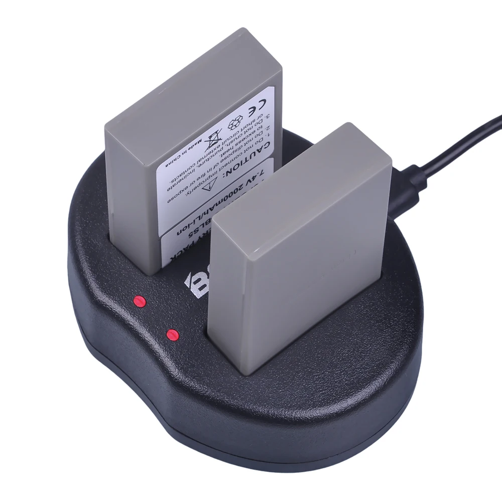 Аккумулятор BLS5 Bls50 2 шт. 2000 ма/ч зарядное устройство с двумя USB портами для Olympus 1 Mark
