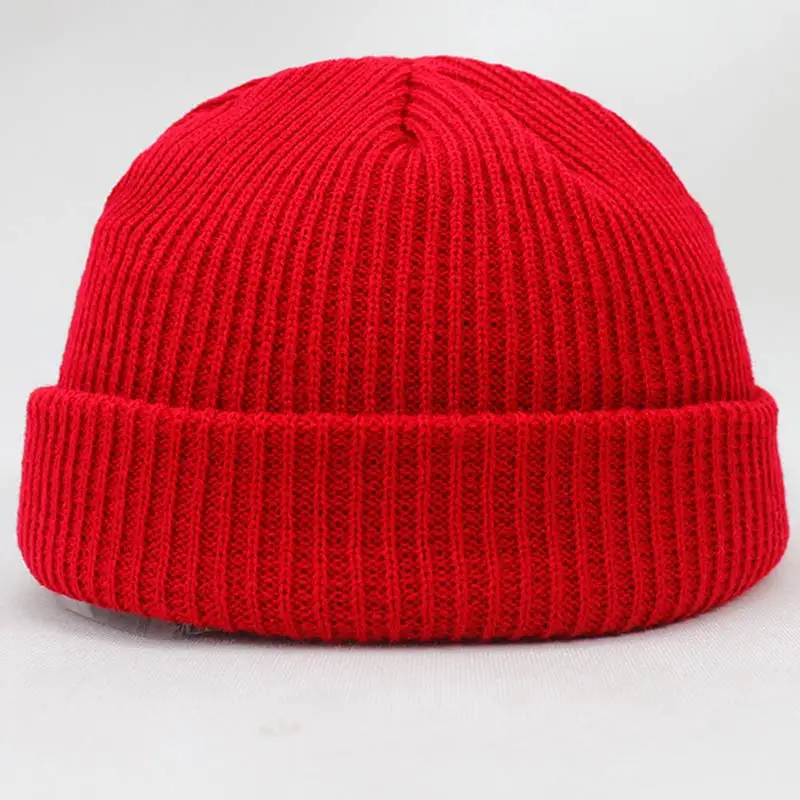 Короткая дизайнерская теплая вязаная однотонная шапка для женщин и мужчин, вязаная шапка унисекс, модная хип-хоп шапка Skullies