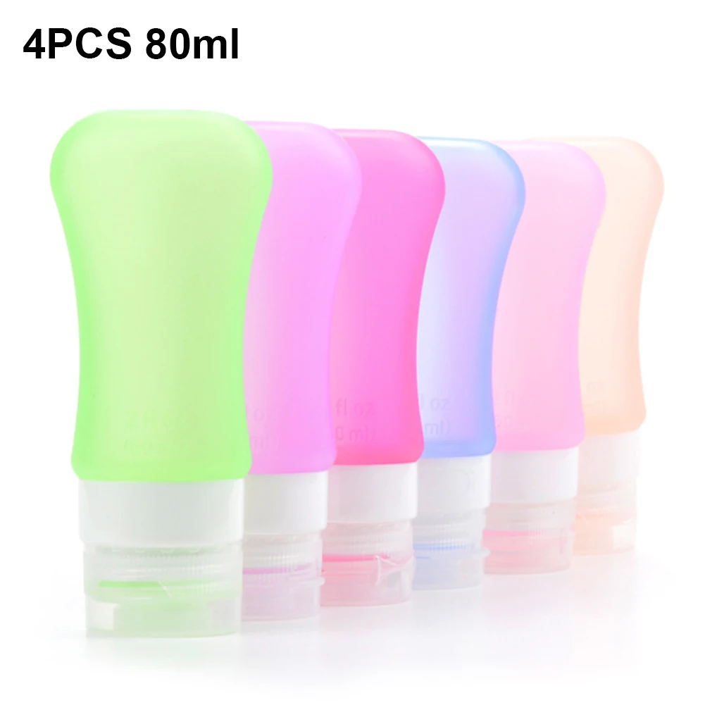 

4Pcs Compact Travel Bottle Makeup Leakproof Refillable Dispenser Lotion Containers Organizer Empty Mini Portable Soft Silicone