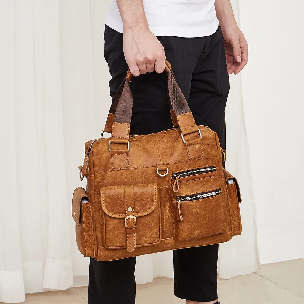

Men Genuine Leather Messenger Bags Shoulder Bags for Men Vintage Crossbody Bag for Male Portfolio Totes Bag Zipper Handbag New