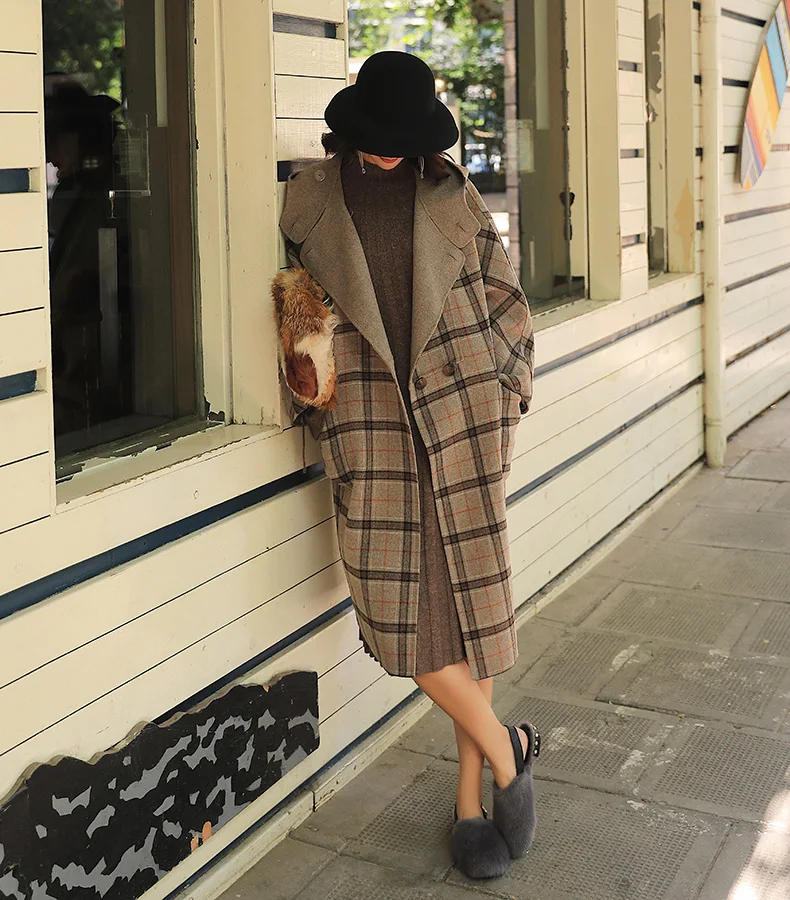ARTKA осеннее и зимнее женское винтажное шерстяное пальто свободного кроя с большими карманами S-XL FA10189D