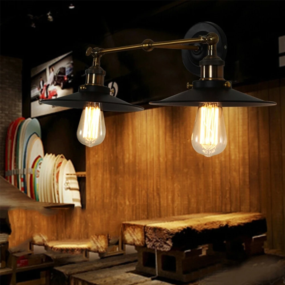 American style bedside antique wall lamp double-head E27 wandlamp badroom room vanity wall lights vintage fashion bar lamps American style bedside antique wall lamp double-head E27 wandlamp badroom room vanity wall lights vintage fashion bar lamps