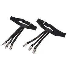 1 Pair Mens Easy Shirt Stay Elastic Nylon Adjustable Belt Garters Belt Suspender With Non-slip Locking Clamps