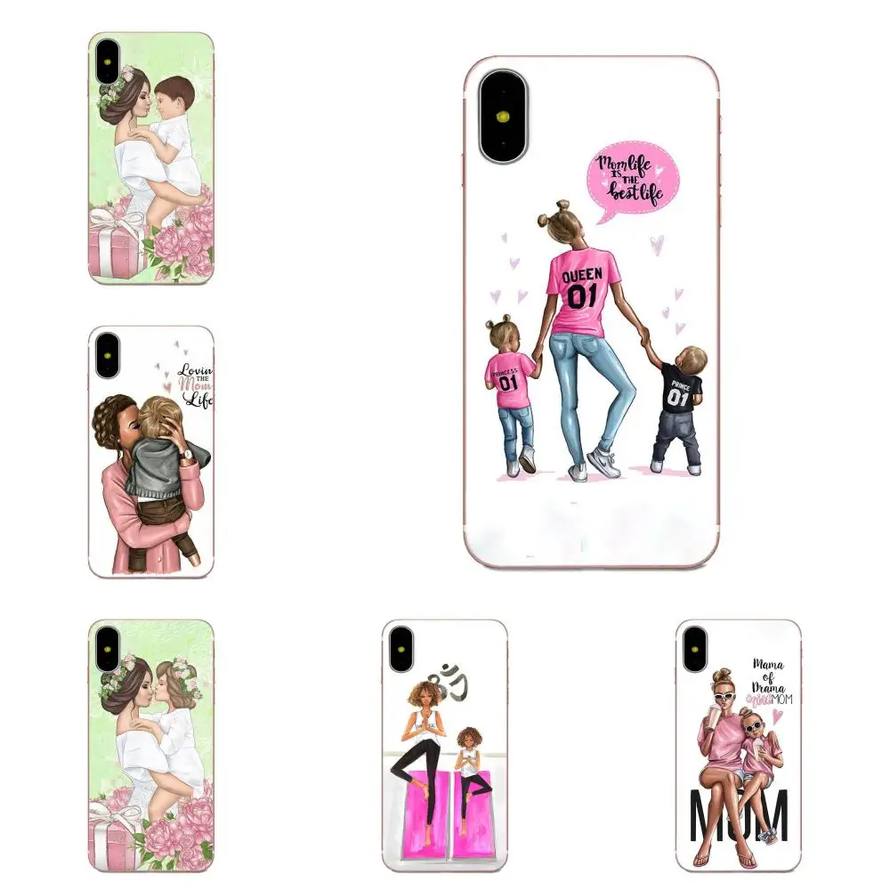 For Apple iPhone X XS Max XR 4 4S 5 5C 5S SE 6 6S 7 8 Plus Soft Bags Cases Baby Mom Girl Boy | Мобильные телефоны и