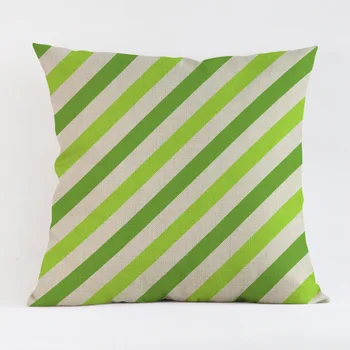 

Green Plaids Geometric Leaf Stripe Print Decorative Cushion Cover For Sofa Princess Style Cotton Linen Throw Pillow Case 45*45cm