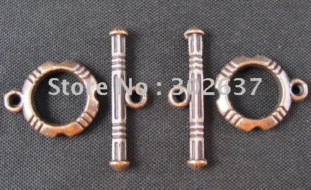 

FREE SHIPPING 180sets Antiqued copper knotted circle toggle clasps A322C