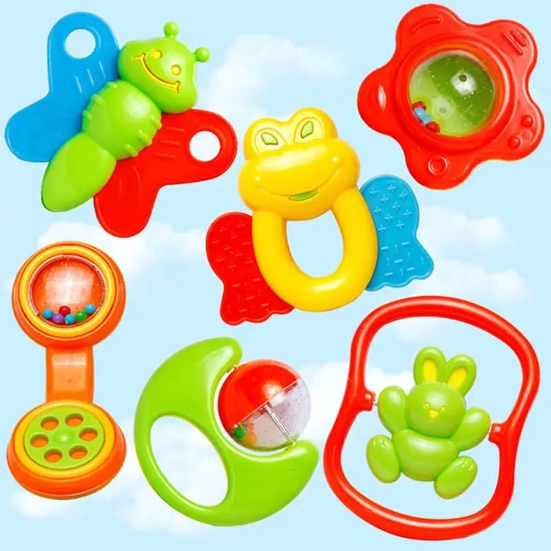 2016 New 6pcs/lot Lovely Plastic Baby Toys Hand Shake Bell