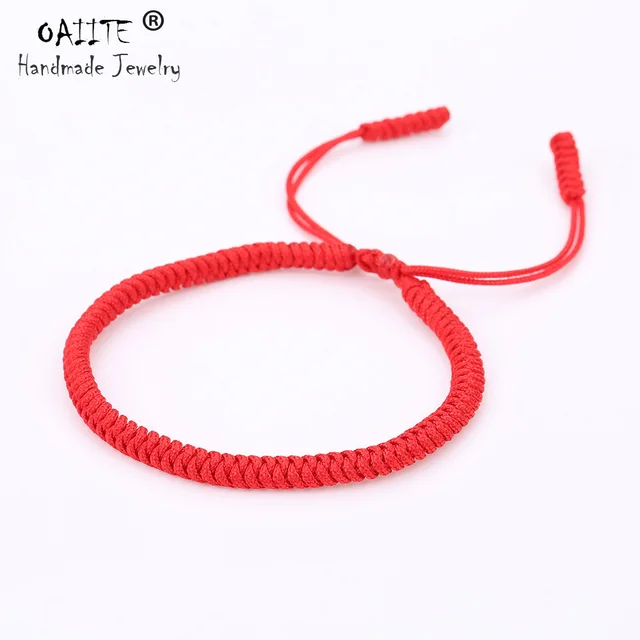 Oaiite Knots Tibetan Buddhist Handmade Bracelet Lucky Blessed Red Oaiite Knots Tibetan Buddhist Handmade Bracelet Lucky Blessed Red String Rope Braided Bangle Pure Color Adjule
