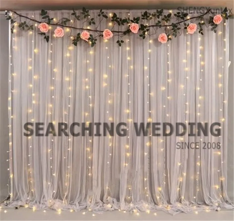 Ice Шелковый свадьба фон Шторы с ткань юбки включают светодиодный свет