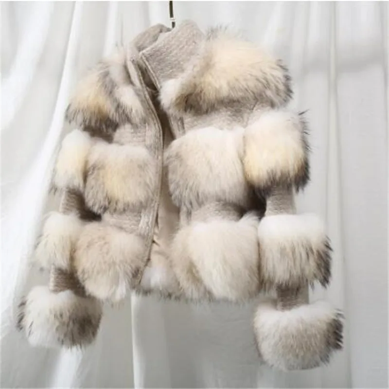 Новая модная зимняя куртка из натурального меха енота, шерстяное пальто, куртка-бомбер, Женская парка, пальто из натурального меха, Корейская уличная одежда