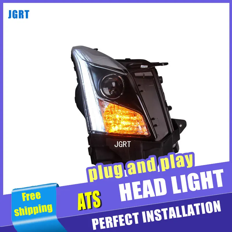 

Car Styling For Cadillac ATS headlights For ATS LED head lamp Angel eye led DRL front light Bi-Xenon Lens xenon HID