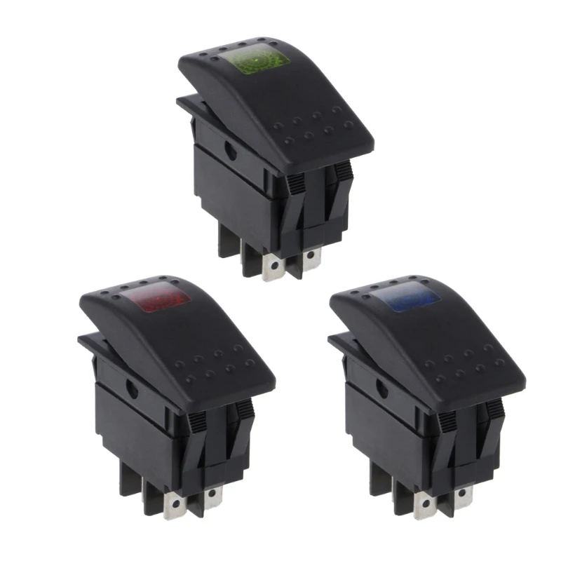 3Pcs 4 Pin Waterproof 12V 20A Bar Rocker Toggle Switch LED Light Car Boat