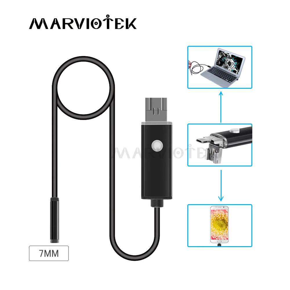

7MM 2M 5M 10M Endoscope HD USB Android Endoscopio Camera IP67 2IN1 Android Borescope USB Endoskop Inspection Camera Waterproof