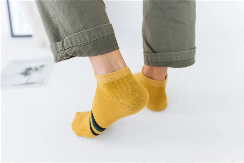 Мужские носки 5 пар хлопковые короткие невидимые Дышащие носки Новое поступление Весна Лето полосатые высококачественные мужские носки
