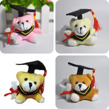 

12pcs/Lot Cartoon 6cm(2.4") Teddy Bear Graduation Bear Plush Joint Doctor Bear Pendants Toys For Key/Phone/Bag 4Color To Choose