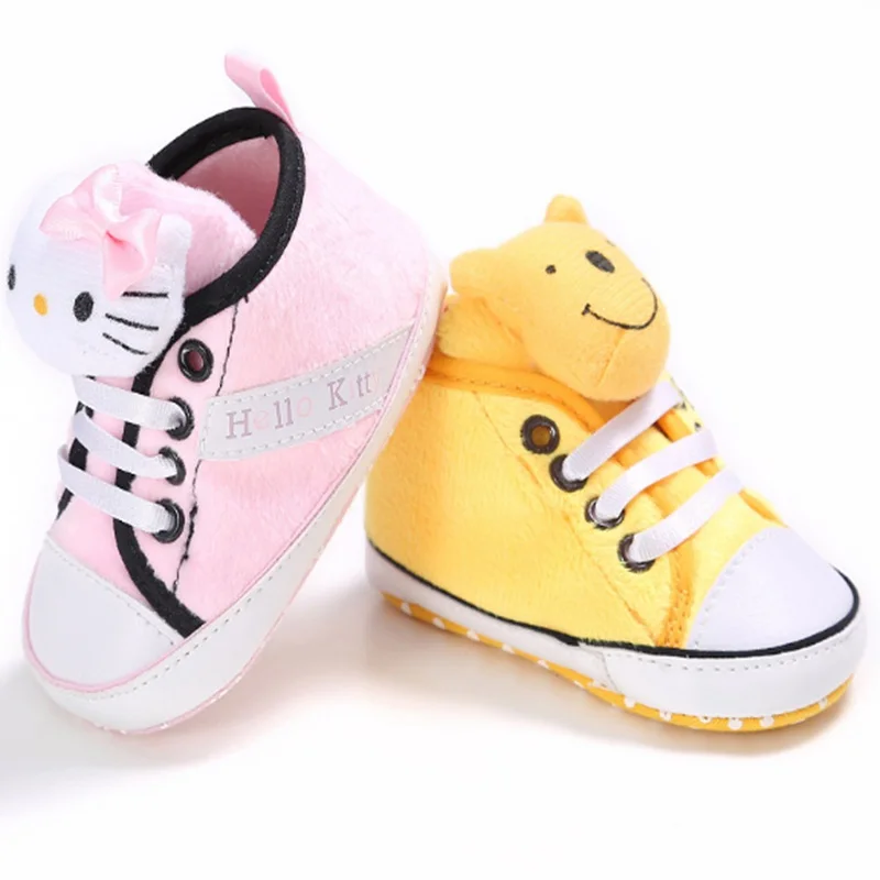 Fashion Kitty And Winnie Baby Shoes Infant Girl Boy First Walkers Toddler Soft Sole High Help