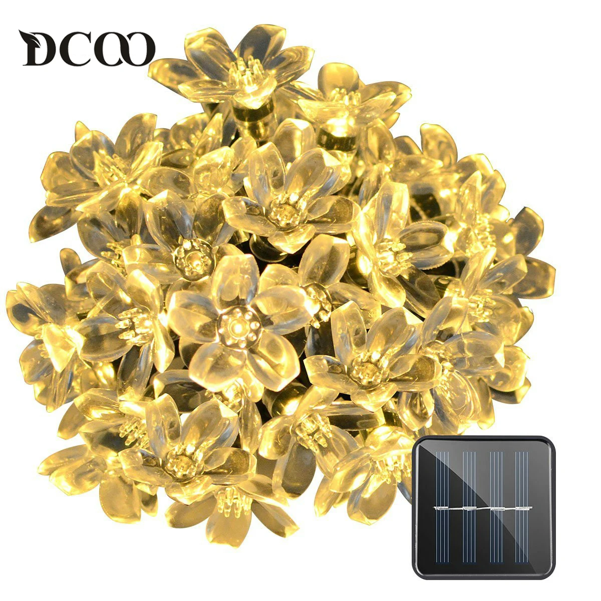 Dcoo Solar String Lights 50 LEDs Fairy Flower Blossom font b Christmas b font Fairy Party