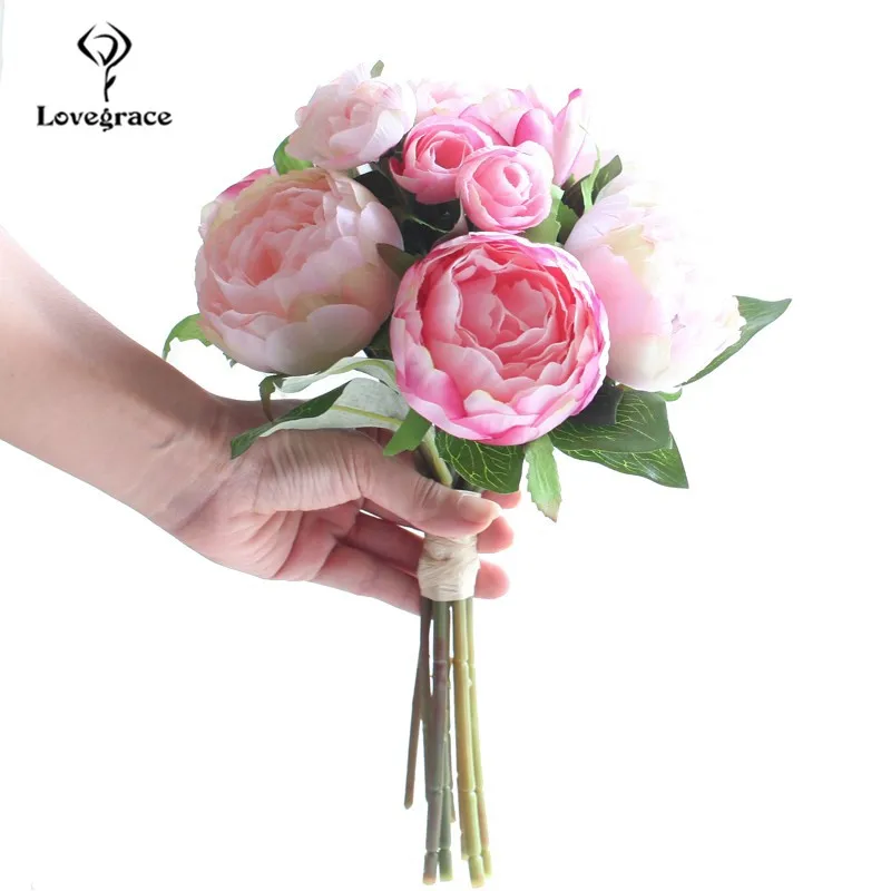 artificial flowers peony wedding flowers bridal bouquet  (46)