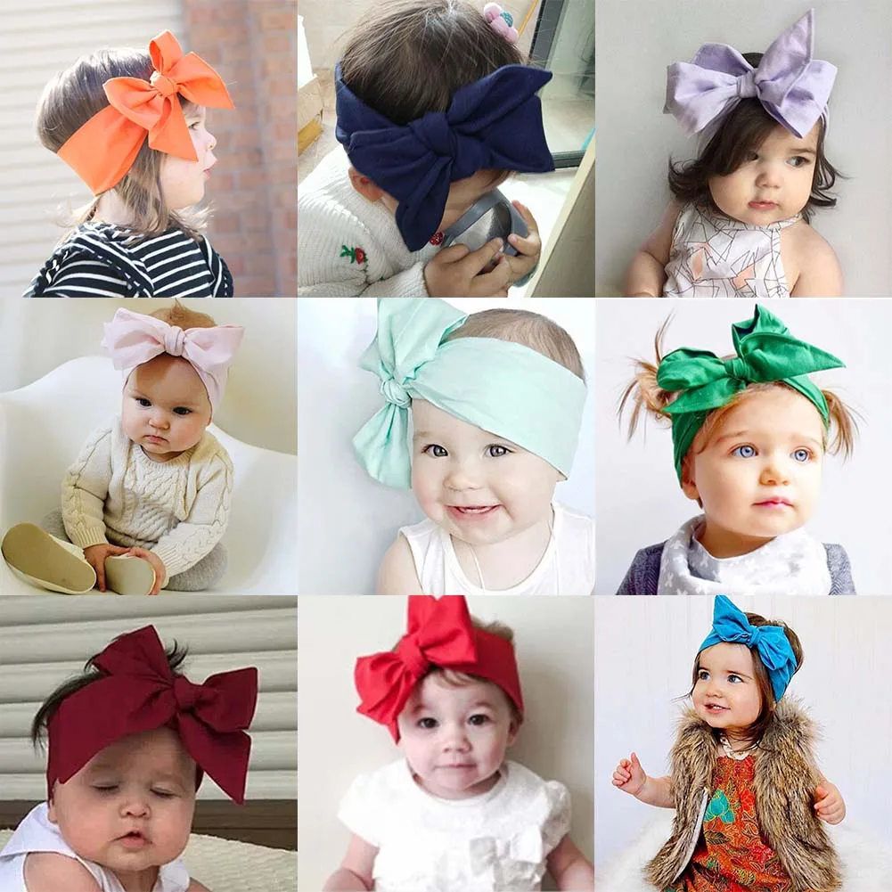 Fashion Kids Girls Baby Diy Rabbit Bow Ear Headwear Candy Color Cute