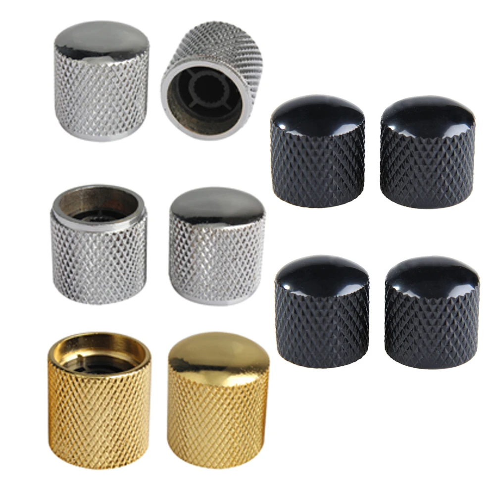 10Pcs Black Cool Metal Materiel Dome Volume Tone Control Knobs for Guitar Cylinder Kmob Metal