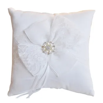 

Big Flower Silk and Satin Romantic Ring Pillow Bridal Wedding Ceremony Pocket Ring Pillow Cushion Bearer with Ribbons Decoration