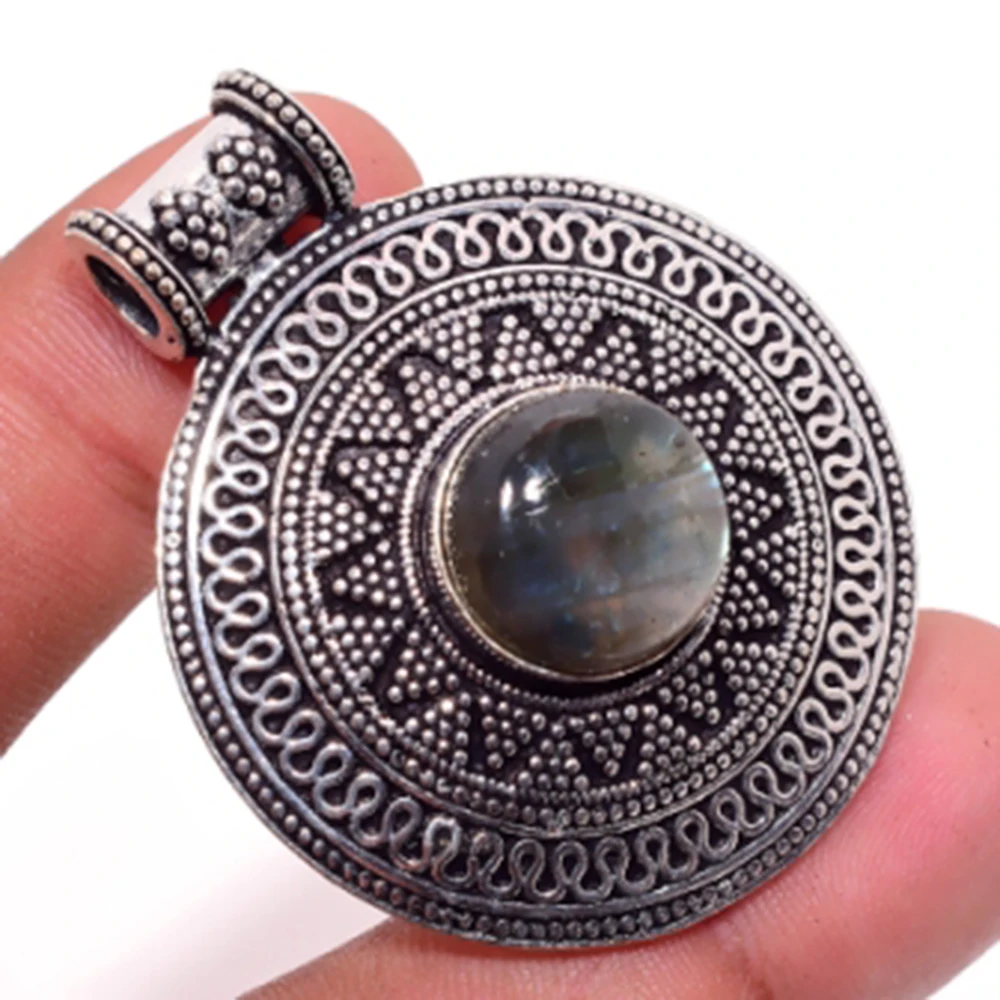 

Labradorite Pendant Silver Overlay over Copper , 50 mm, P5526