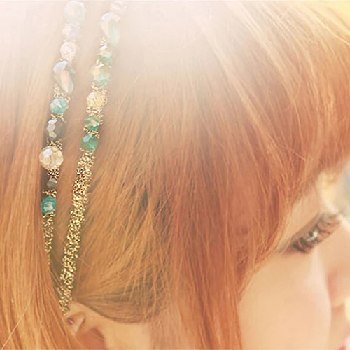 

1Pc Colorful Irregular Crystal Beads Gold Wire Hairband Headband Hoop Accessories