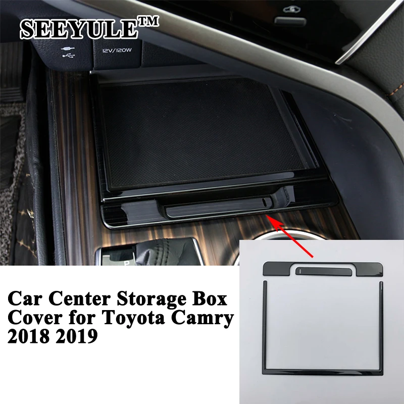 

1set SEEYULE Car Center Console Storage Box Decoration Trim Cover Sticker Styling Accessories for Toyota Camry 2018 2019 2020